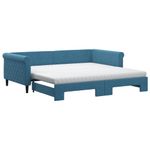 Casa si Gradina - Mobilier - Paturi si accesorii - Paturi - Pat de zi cu extensie si saltele, albastru, 100x200 cm, catifea - Infinity.ro