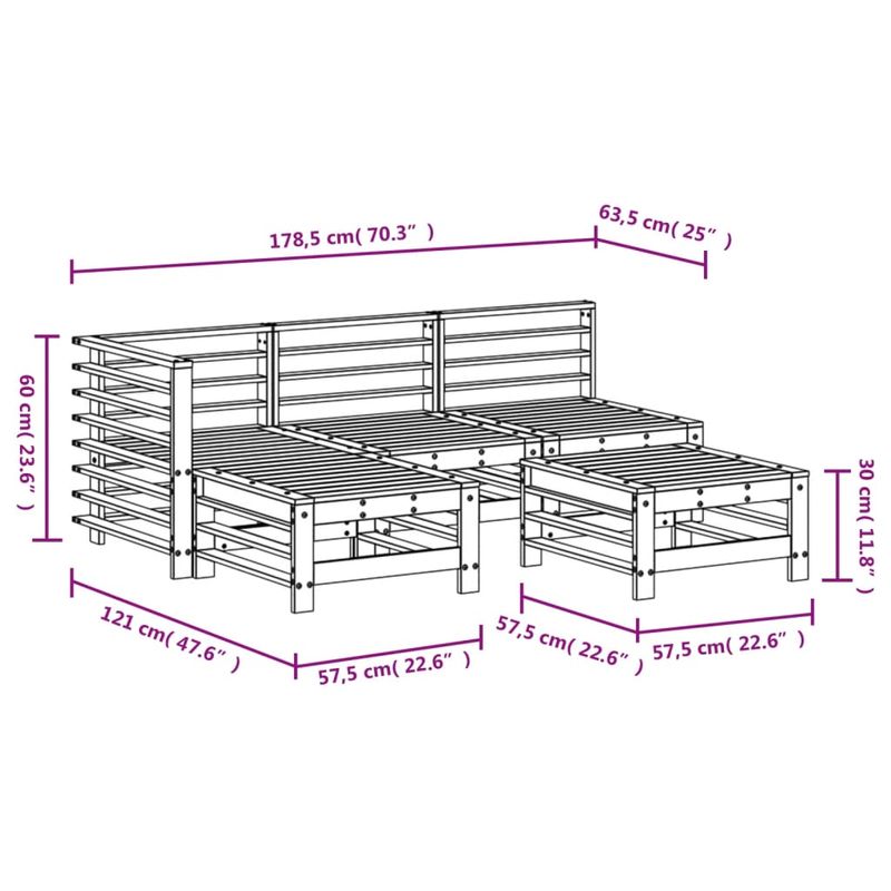 Casa si Gradina - Gradina si terasa - Mobilier exterior - Seturi mobila gradina - Set mobilier relaxare pentru gradina 5 piese lemn de pin tratat - Infinity.ro