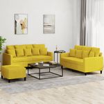 Casa si Gradina - Mobilier - Seturi de mobilier - Seturi living - Set de canapele cu perne, 3 piese, galben, catifea - Infinity.ro
