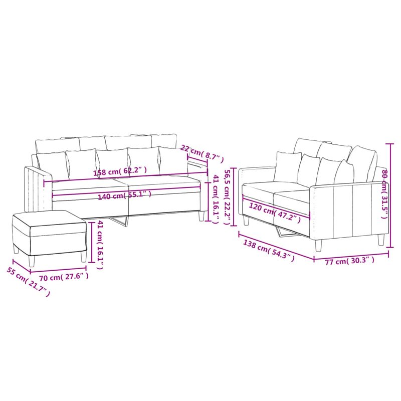 Casa si Gradina - Mobilier - Seturi de mobilier - Seturi living - Set de canapele cu perne, 3 piese, galben, catifea - Infinity.ro