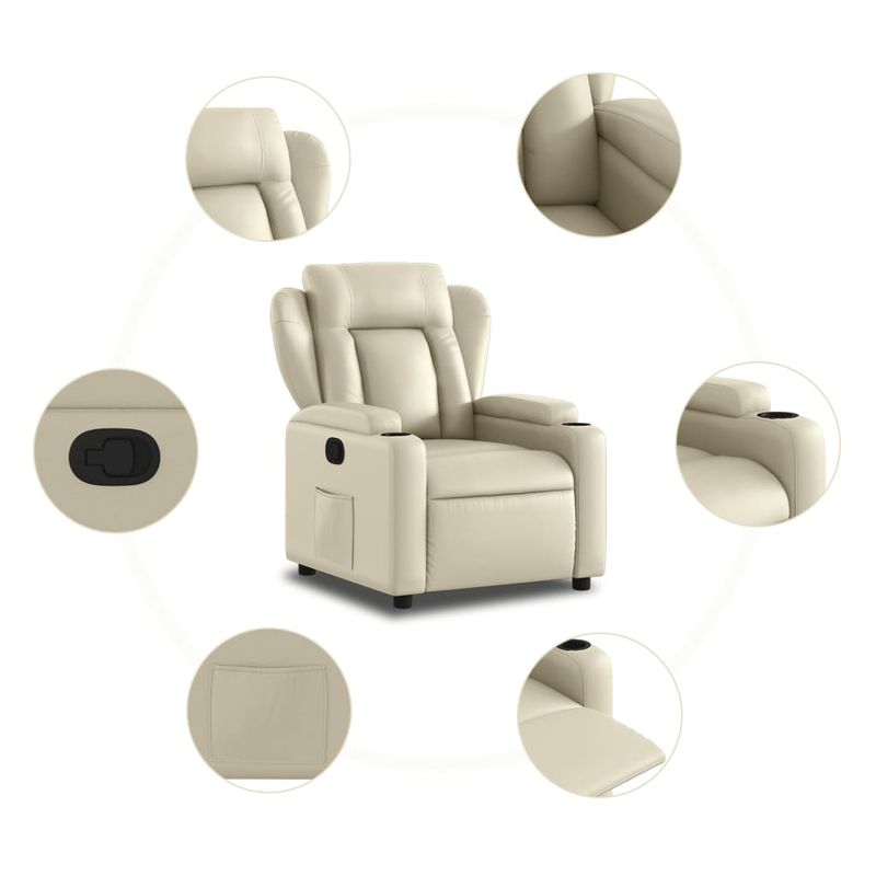 Casa si Gradina - Mobilier - Scaune si fotolii - Fotolii - Fotoliu rabatabil, crem, piele ecologica - Infinity.ro