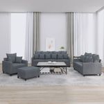Casa si Gradina - Mobilier - Seturi de mobilier - Seturi living - Set de canapele cu perne, 4 piese, gri inchis, catifea - Infinity.ro