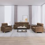 Casa si Gradina - Mobilier - Seturi de mobilier - Seturi living - Set de canapele cu perne, 3 piese, maro, textil - Infinity.ro