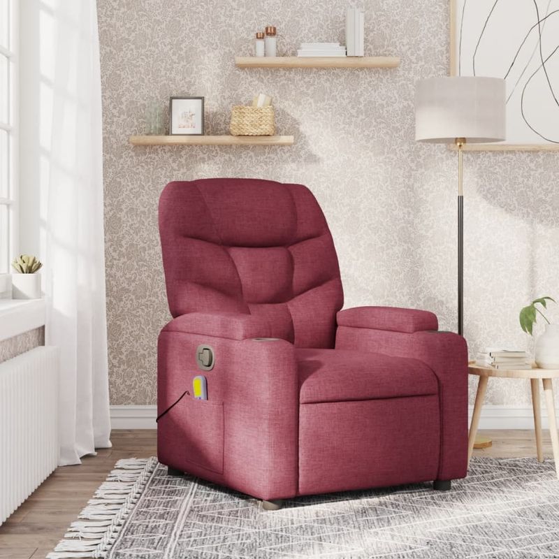 Ingrijire personala si Cosmetice - Sanatate si wellness - Articole wellness - Fotolii de masaj - Fotoliu de masaj rabatabil, rosu vin, material textil - Infinity.ro