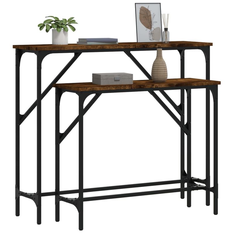 Casa si Gradina - Mobilier - Mese si birouri - Mese living - Masute console, 2 buc., stejar fumuriu, lemn compozit - Infinity.ro