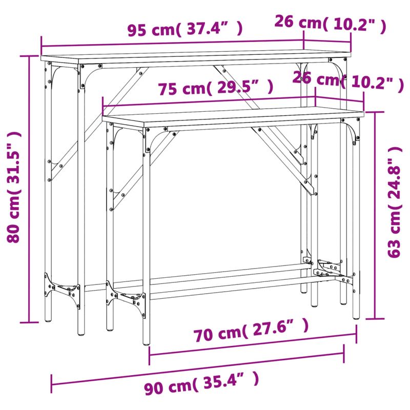 Casa si Gradina - Mobilier - Mese si birouri - Mese living - Masute console, 2 buc., stejar fumuriu, lemn compozit - Infinity.ro