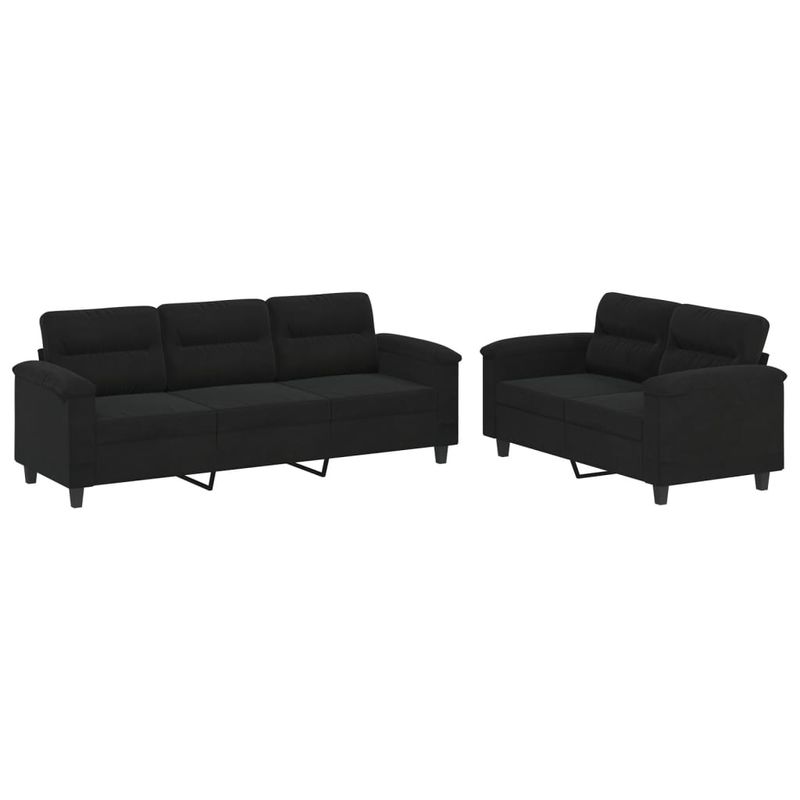 Casa si Gradina - Mobilier - Seturi de mobilier - Seturi living - Set de canapele cu perne, 2 piese, negru, microfibra - Infinity.ro