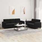 Casa si Gradina - Mobilier - Seturi de mobilier - Seturi living - Set de canapele cu perne, 2 piese, negru, microfibra - Infinity.ro