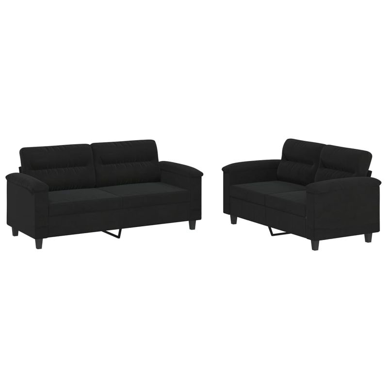 Casa si Gradina - Mobilier - Seturi de mobilier - Seturi living - Set de canapele cu perne, 2 piese, negru, microfibra - Infinity.ro