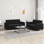 Casa si Gradina - Mobilier - Seturi de mobilier - Seturi living - Set de canapele cu perne, 2 piese, negru, microfibra - Infinity.ro