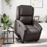 Casa si Gradina - Mobilier - Scaune si fotolii - Fotolii - Fotoliu rabatabil electric cu ridicare, maro, piele naturala - Infinity.ro