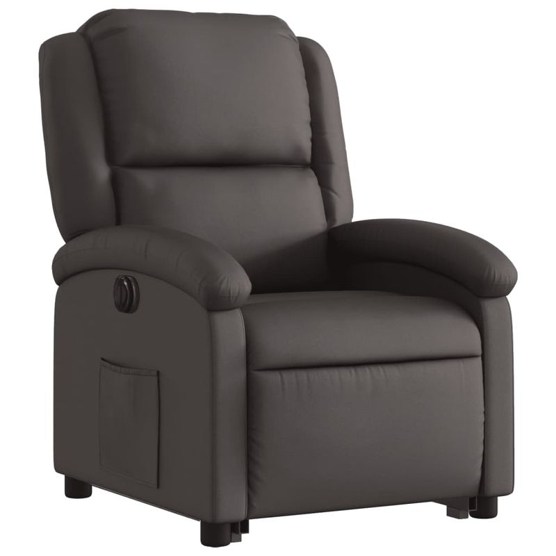 Casa si Gradina - Mobilier - Scaune si fotolii - Fotolii - Fotoliu rabatabil electric cu ridicare, maro, piele naturala - Infinity.ro