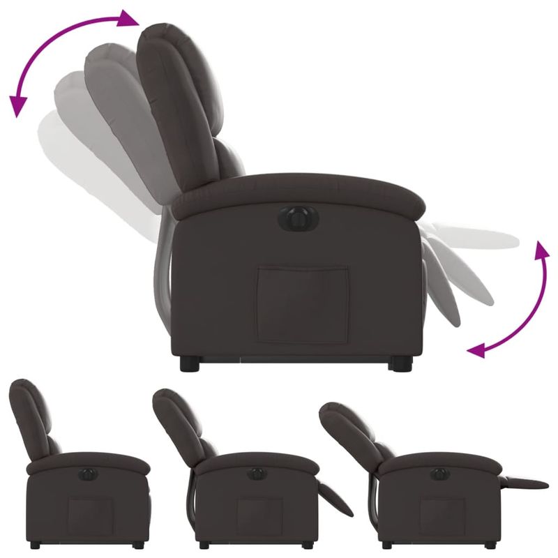 Casa si Gradina - Mobilier - Scaune si fotolii - Fotolii - Fotoliu rabatabil electric cu ridicare, maro, piele naturala - Infinity.ro