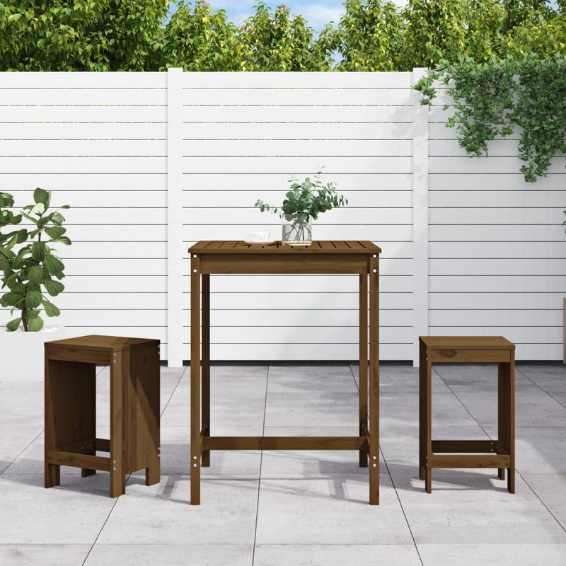 Casa si Gradina - Gradina si terasa - Mobilier exterior - Seturi mobila gradina - Set mobilier de bar, 3 piese, maro miere, lemn masiv de pin - Infinity.ro