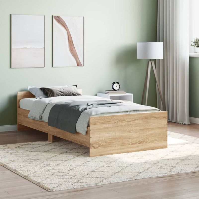 Casa si Gradina - Mobilier - Paturi si accesorii - Paturi - Cadru de pat, stejar sonoma, 90x200 cm, lemn prelucrat - Infinity.ro