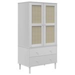 Casa si Gradina - Mobilier - Dulapuri si sifoniere - Sifoniere - Sifonier SENJA, aspect ratan alb, 90x55x175 cm, lemn masiv pin - Infinity.ro