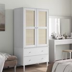 Casa si Gradina - Mobilier - Dulapuri si sifoniere - Sifoniere - Sifonier SENJA, aspect ratan alb, 90x55x175 cm, lemn masiv pin - Infinity.ro