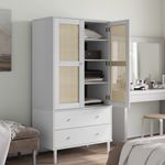 Casa si Gradina - Mobilier - Dulapuri si sifoniere - Sifoniere - Sifonier SENJA, aspect ratan alb, 90x55x175 cm, lemn masiv pin - Infinity.ro