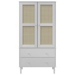 Casa si Gradina - Mobilier - Dulapuri si sifoniere - Sifoniere - Sifonier SENJA, aspect ratan alb, 90x55x175 cm, lemn masiv pin - Infinity.ro