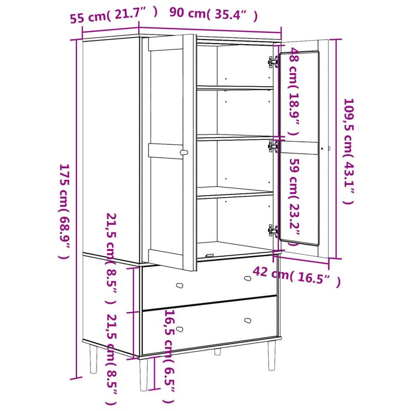 Casa si Gradina - Mobilier - Dulapuri si sifoniere - Sifoniere - Sifonier SENJA, aspect ratan alb, 90x55x175 cm, lemn masiv pin - Infinity.ro