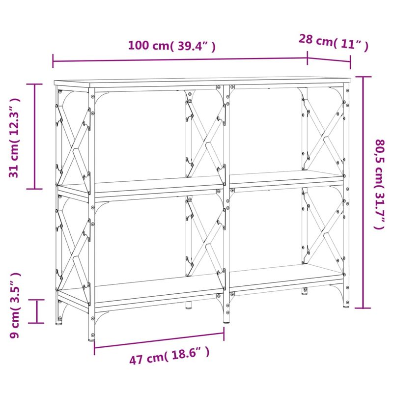 Casa si Gradina - Mobilier - Comode si corpuri - Console - Masuta consola, stejar sonoma, 100x28x80,5 cm, lemn prelucrat - Infinity.ro