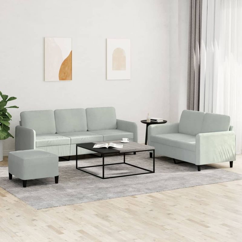Casa si Gradina - Mobilier - Seturi de mobilier - Seturi living - Set de canapele, 3 piese, gri deschis, catifea - Infinity.ro