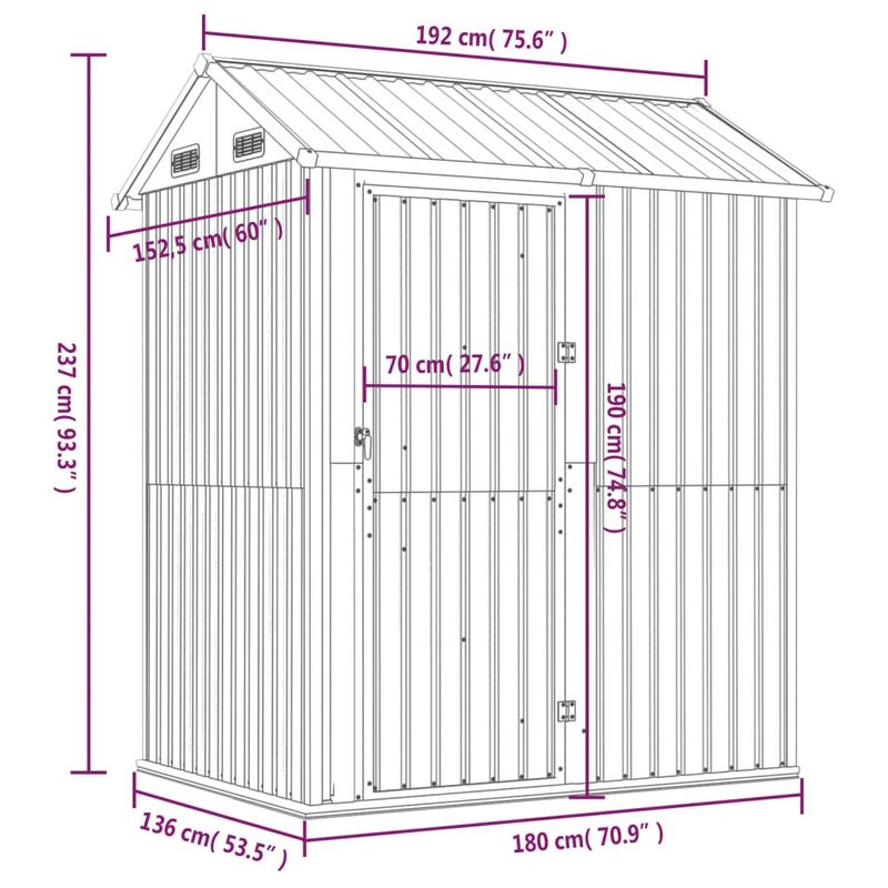 Casa si Gradina - Gradina si terasa - Casute de gradina - Sopron de gradina, gri deschis, 192x152,5x237cm otel galvanizat - Infinity.ro