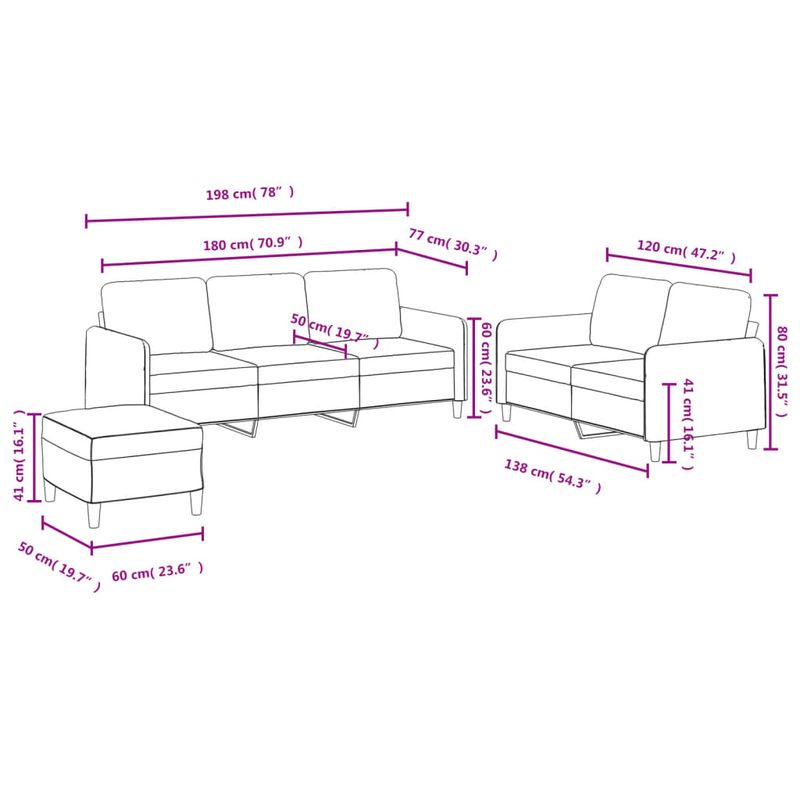 Casa si Gradina - Mobilier - Seturi de mobilier - Seturi living - Set de canapele, 3 piese, gri deschis, catifea - Infinity.ro