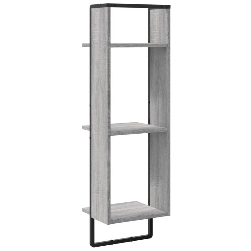 Casa si Gradina - Mobilier - Biblioteci si rafturi - Rafturi - Raft cu 3 niveluri, gri sonoma, 30x25x100 cm, lemn prelucrat - Infinity.ro