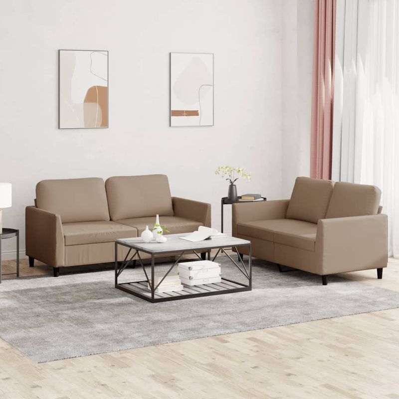 Casa si Gradina - Mobilier - Seturi de mobilier - Seturi living - Set de canapele cu perne, 2 piese, cappuccino, piele ecologica - Infinity.ro