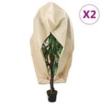 Casa si Gradina - Gradinarit si plante - Unelte gradinarit - Accesorii pentru unelte gradinarit - Protectie de fleece plante cu fermoar 2 buc 70 g/m² 1,55x1,55 m, bej - Infinity.ro
