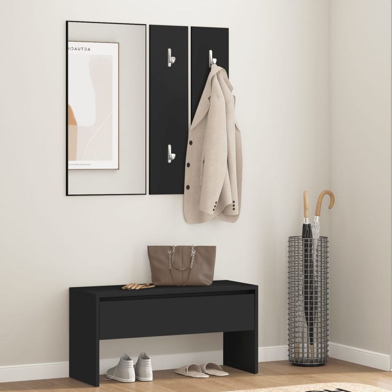 Casa si Gradina - Mobilier - Organizare si depozitare - Bancute - Set de mobilier pentru hol, negru, lemn prelucrat - Infinity.ro