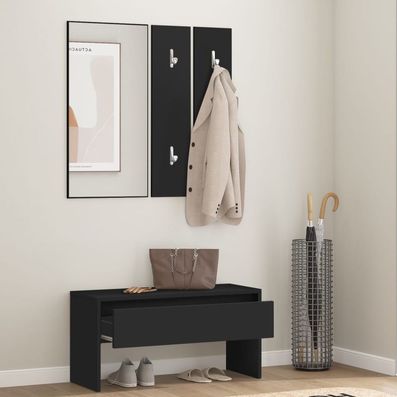 Casa si Gradina - Mobilier - Organizare si depozitare - Bancute - Set de mobilier pentru hol, negru, lemn prelucrat - Infinity.ro