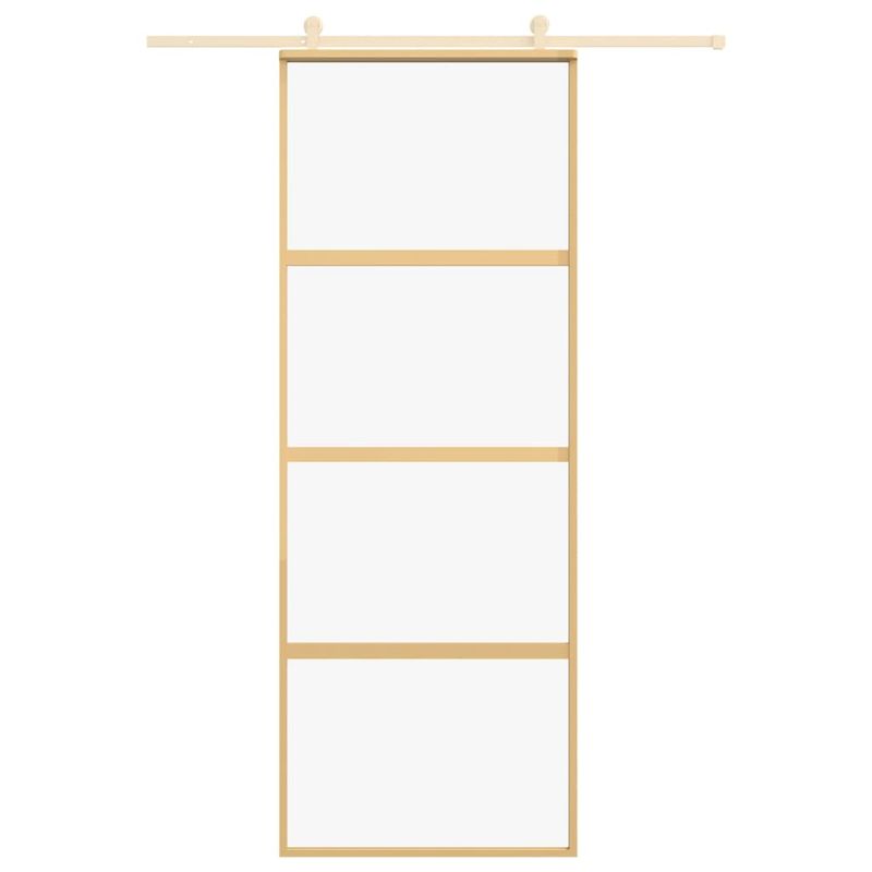 Casa si Gradina - Constructii - Usi interior, exterior si garaj - Usi garaj - Usa glisanta auriu 76x205 cm sticla ESG transparenta/aluminiu - Infinity.ro