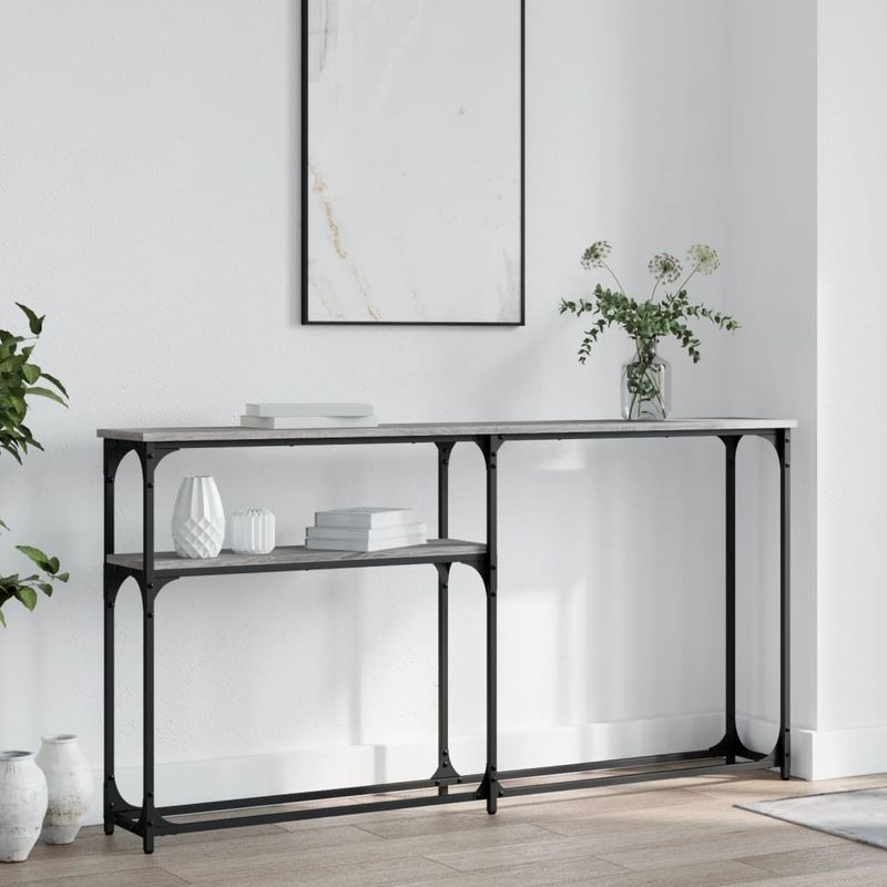 Casa si Gradina - Mobilier - Comode si corpuri - Console - Masuta consola, gri sonoma, 145x22,5x75 cm, lemn prelucrat - Infinity.ro