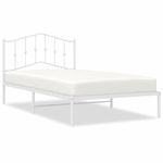 Casa si Gradina - Mobilier - Paturi si accesorii - Paturi - Cadru de pat din metal cu tablie, alb, 100x200 cm - Infinity.ro