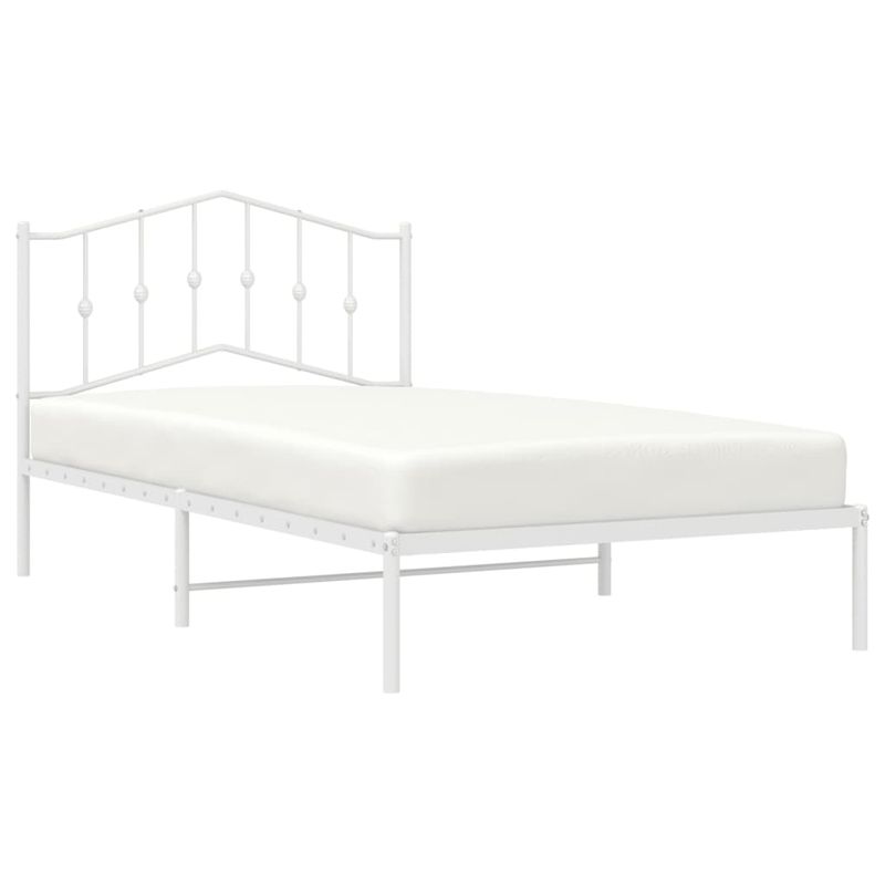 Casa si Gradina - Mobilier - Paturi si accesorii - Paturi - Cadru de pat din metal cu tablie, alb, 100x200 cm - Infinity.ro