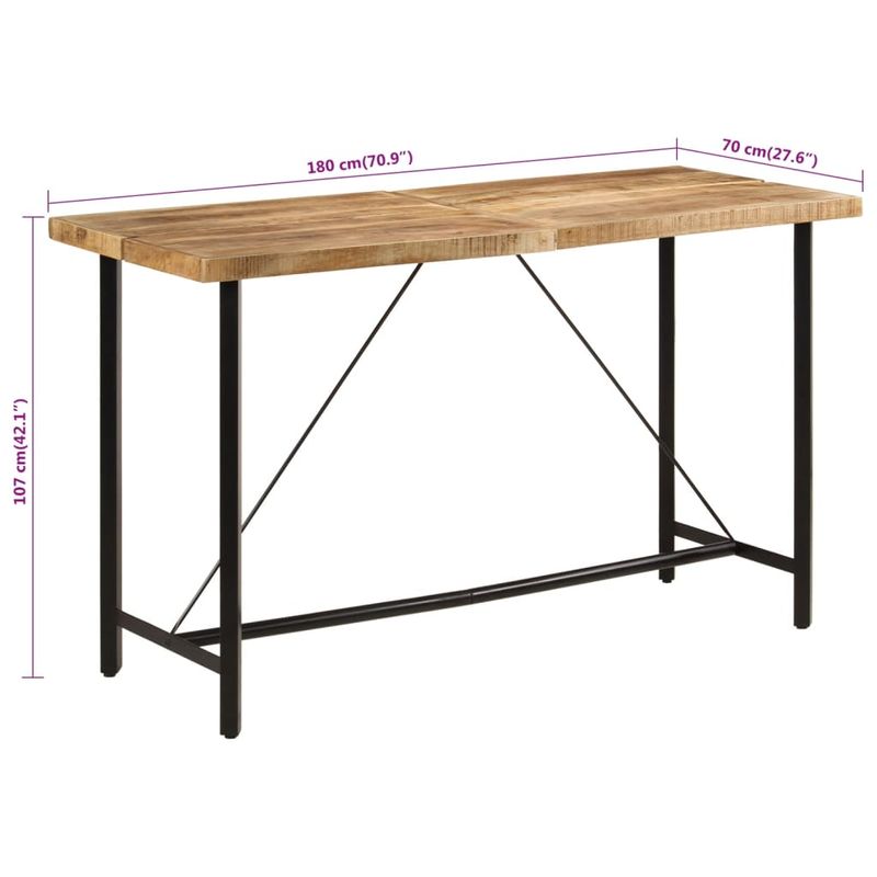 Casa si Gradina - Mobilier - Mese si birouri - Mese bucatarie si dining - Masa de bar, 180x70x107 cm, lemn masiv de mango si fier - Infinity.ro