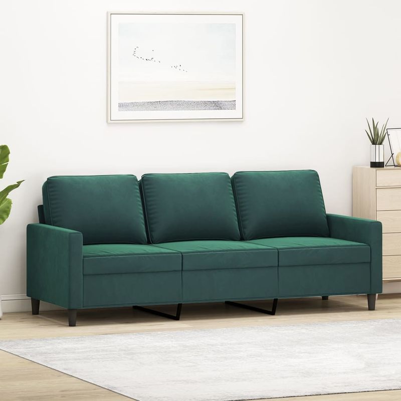 Casa si Gradina - Mobilier - Canapele si coltare - Canapele - Canapea cu 3 locuri, verde inchis, 180 cm, catifea - Infinity.ro