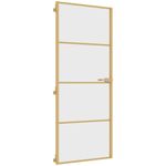 Casa si Gradina - Constructii - Usi interior, exterior si garaj - Usi garaj - Usa de interior Slim auriu 83x201,5cm sticla temperata/aluminiu, auriu și transparent, model 3 bare orizontale - Infinity.ro