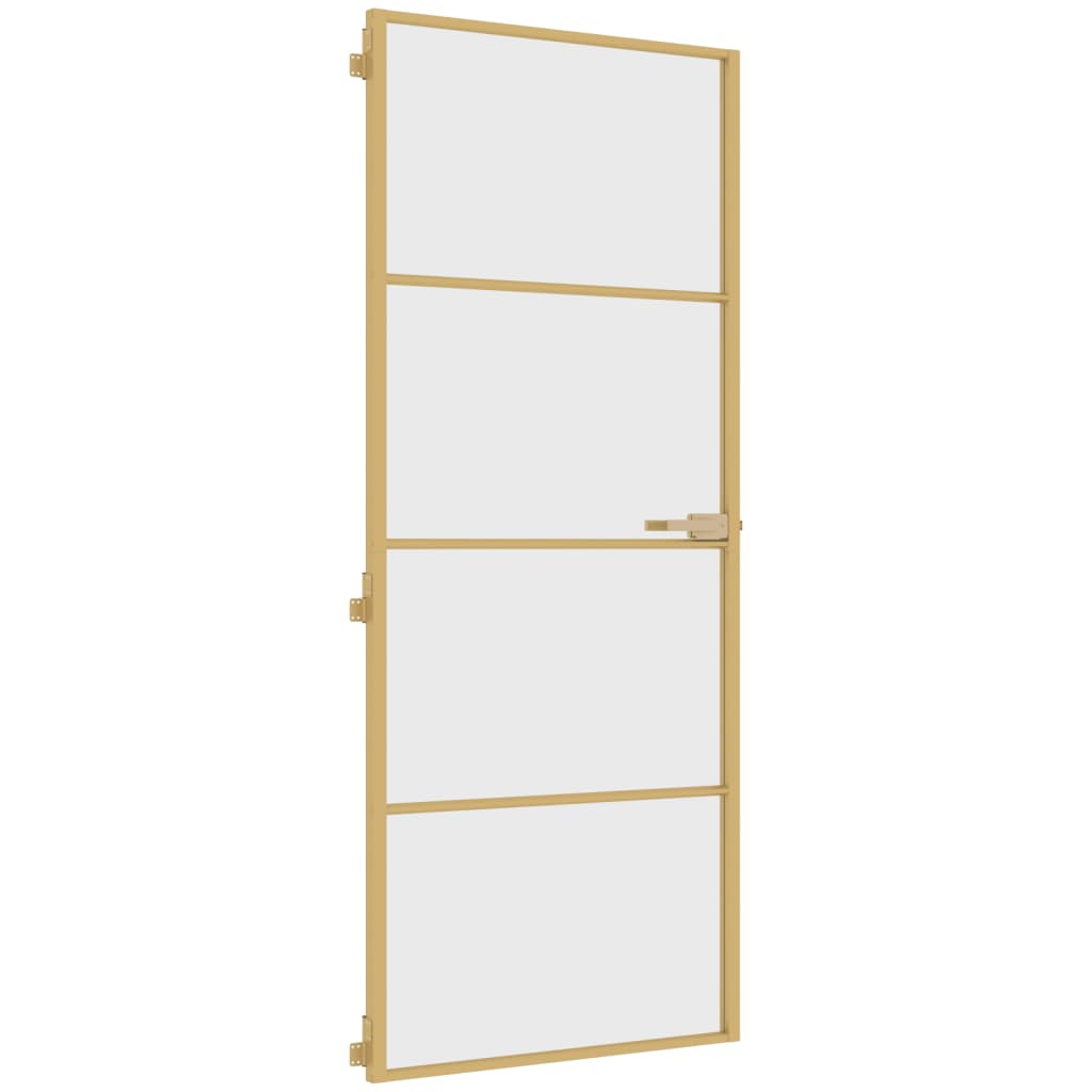 Usa de interior Slim auriu 83x201,5cm sticla temperata/aluminiu, auriu și transparent, model 3 bare orizontale