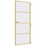 Casa si Gradina - Constructii - Usi interior, exterior si garaj - Usi garaj - Usa de interior Slim auriu 83x201,5cm sticla temperata/aluminiu, auriu și transparent, model 3 bare orizontale - Infinity.ro