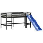 Casa si Gradina - Mobilier - Paturi si accesorii - Paturi - Pat pentru copii cu tobogan, negru, 80x200 cm, lemn masiv pin - Infinity.ro