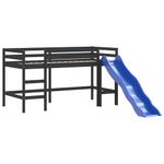 Casa si Gradina - Mobilier - Paturi si accesorii - Paturi - Pat pentru copii cu tobogan, negru, 80x200 cm, lemn masiv pin - Infinity.ro