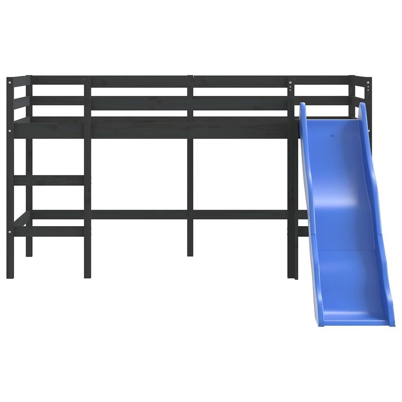 Casa si Gradina - Mobilier - Paturi si accesorii - Paturi - Pat pentru copii cu tobogan, negru, 80x200 cm, lemn masiv pin - Infinity.ro