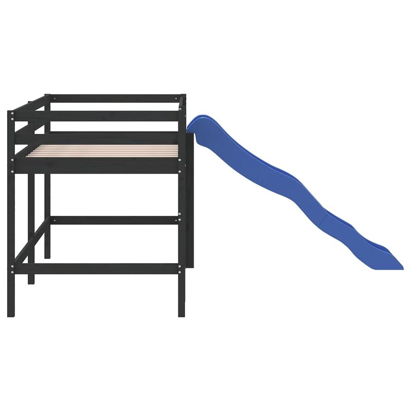 Casa si Gradina - Mobilier - Paturi si accesorii - Paturi - Pat pentru copii cu tobogan, negru, 80x200 cm, lemn masiv pin - Infinity.ro