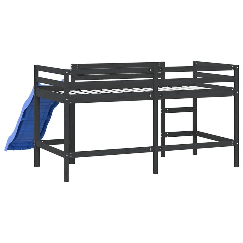 Casa si Gradina - Mobilier - Paturi si accesorii - Paturi - Pat pentru copii cu tobogan, negru, 80x200 cm, lemn masiv pin - Infinity.ro