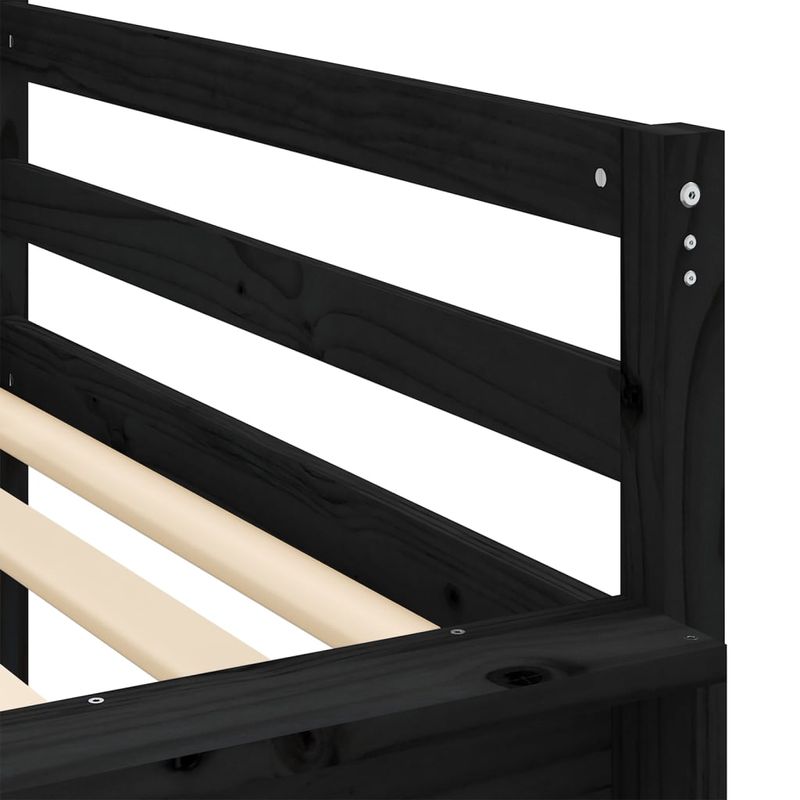 Casa si Gradina - Mobilier - Paturi si accesorii - Paturi - Pat pentru copii cu tobogan, negru, 80x200 cm, lemn masiv pin - Infinity.ro