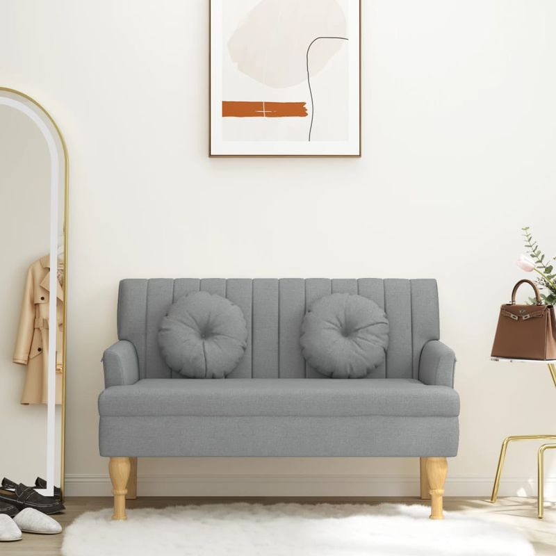 Casa si Gradina - Mobilier - Canapele si coltare - Banchete - Bancheta cu perne, gri deschis, 113x64,5x75,5 cm, textil - Infinity.ro