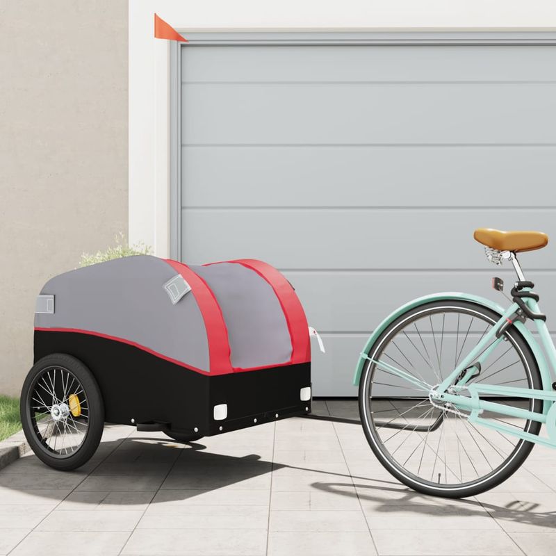 Sport si Outdoor - Ciclism - Accesorii pentru biciclete - Remorci biciclete - Remorca pentru biciclete, negru și rosu, 45 kg, fier, mărime 133x68x68 cm - Infinity.ro